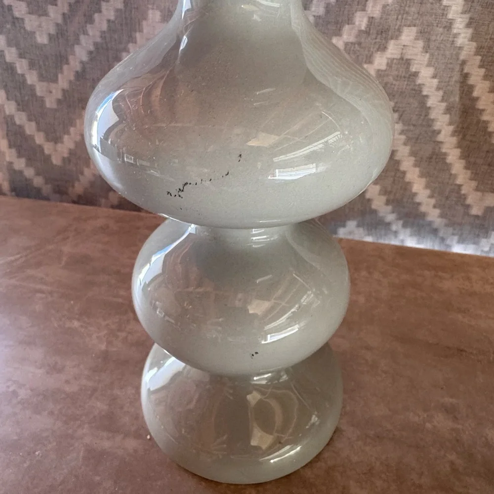 Neutral Gray Sculptural Ceramic Candle Stick Pillar